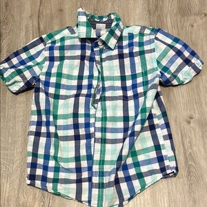 4/$20 Plaid Short Sleeve Shirt in Blue and Green